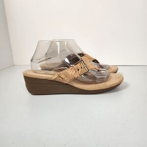Aerosoles Comfort Memory Foam Wedges Thong Sandals Shoes Cork Womens size 10
